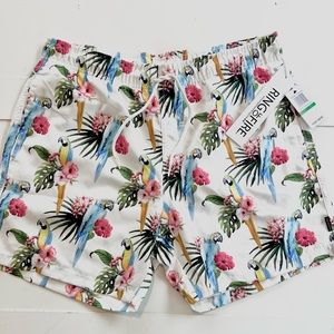 🔥Closet Clearout!🔥 Ring of Fire Parrot Paradise Tropical Swim Trunks